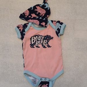 Little Blue House "Baby Bear" onesie/bodysuit with matching hat